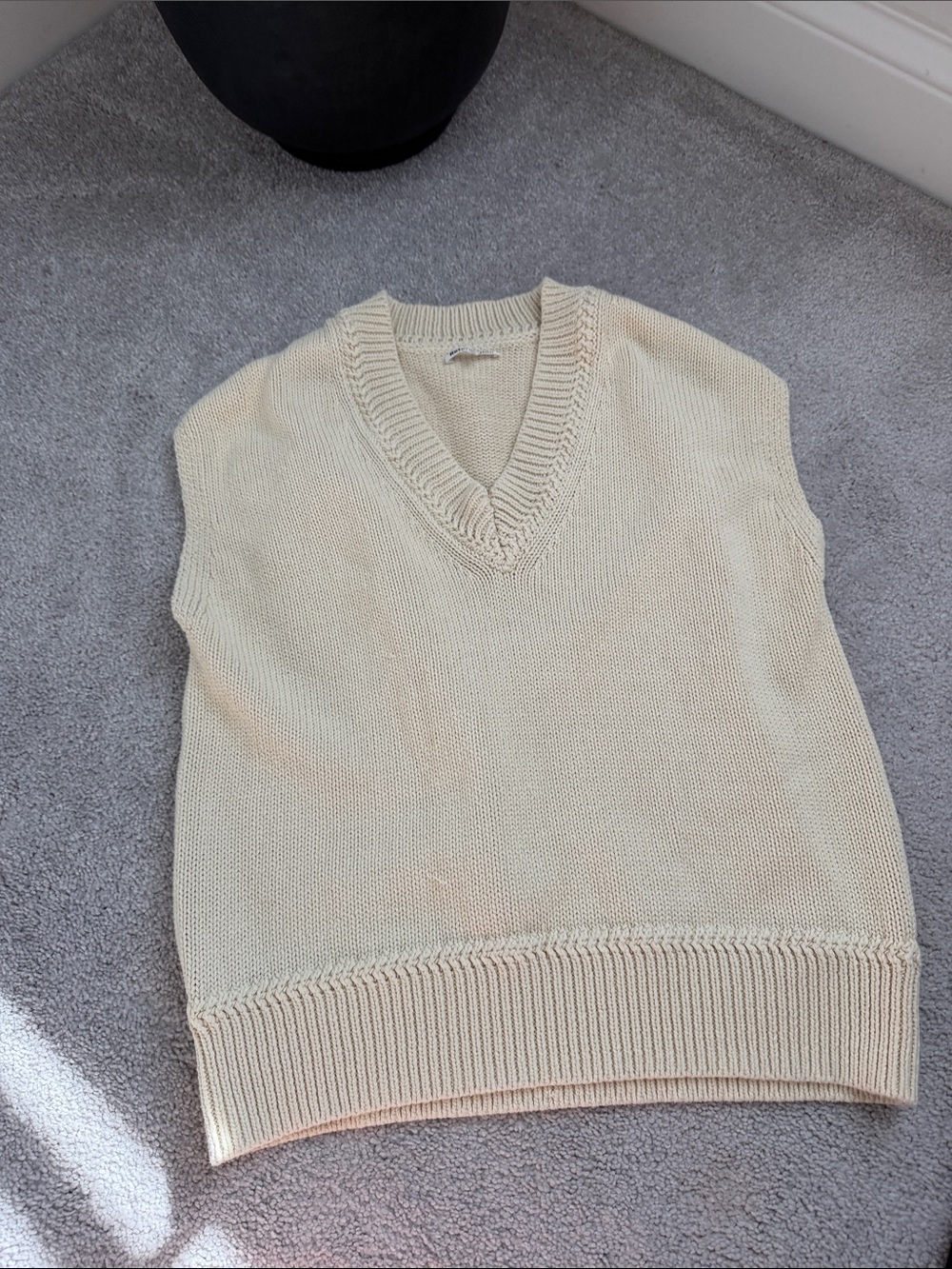 Reformation Cream Knit V-Neck Sweater Vest